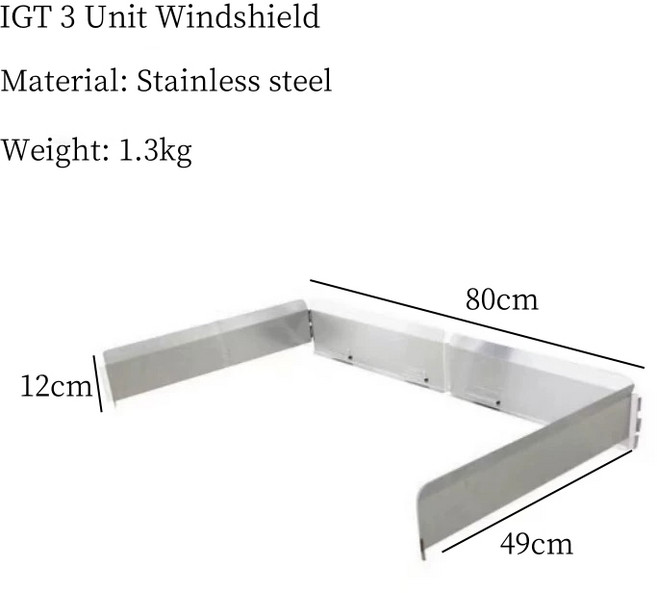 야외 캠핑 IGT 3/4 유닛 윈드 디플렉터 접이식 스테인레스 스틸 휴대용 스토브 테이블 액세서리, 02 3Unit  Windshield, 1개