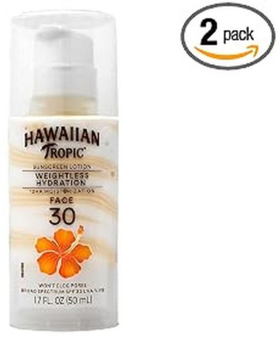 하와이안트로픽 페이스 SPF30 웨이트리스 하이드레이션 로션 자외선 차단제 48.2g 2팩 여행용, 1개, 1ml