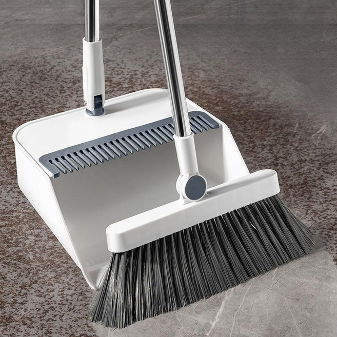 한평한뼘 고급형 빗자루 쓰레받기 세트 틈새수납, 화이트, 1개