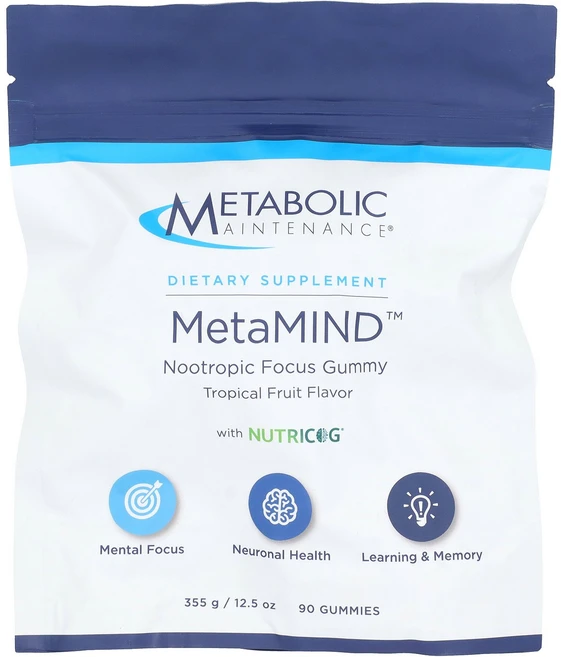 Metabolic Maintenance MetaMIND™ Nootropic Focus Gummy with Nutricog® Tropical Fruit 90 Gummie, Metabolic Maintenance, MetaMIN, 1개 - 쿠팡