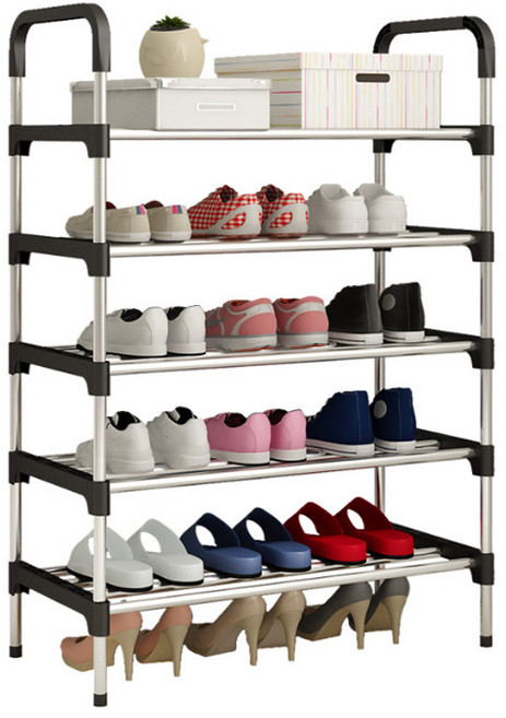 레디박스 다용도 멀티 4단 5단 신발 수납 정리장, 블랙5단, 1개