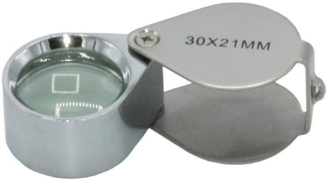 30배 접이식 폴딩 케이스 스틸 루페 확대경 돋보기 감정 도구 실험실 보속 기자재 측정 선별 전자회로 시계