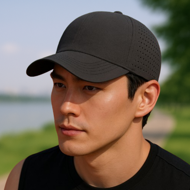 루닌 대두 와이드핏 러닝 모자, 블랙, 1개