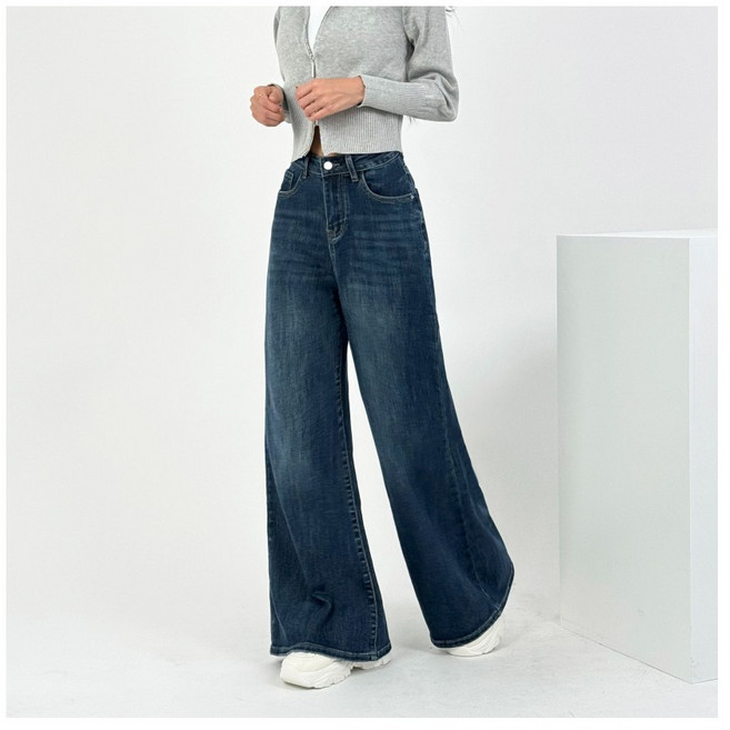 바이일이오 빅사이즈 프리미엄 와이드 부츠컷 논페이드 빈티지 생지 데님 팬츠