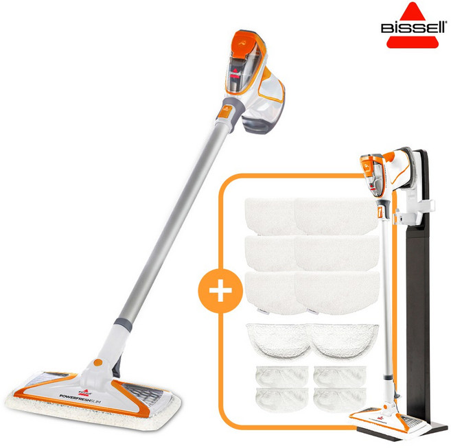 비쎌 슬림 스팀청소기 SMART 패키지 (화이트오렌지+정품걸레12P+거치대), 단품, 단품