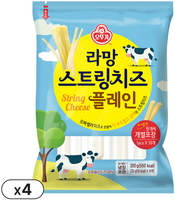 오뚜기 라망 스트링치즈플레인 (20gX10) 4개, 200g