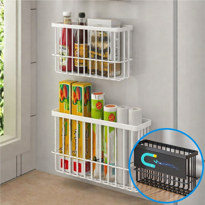 레디박스 냉장고 자석 수납바구니 주방 정리 선반, 1개, 화이트