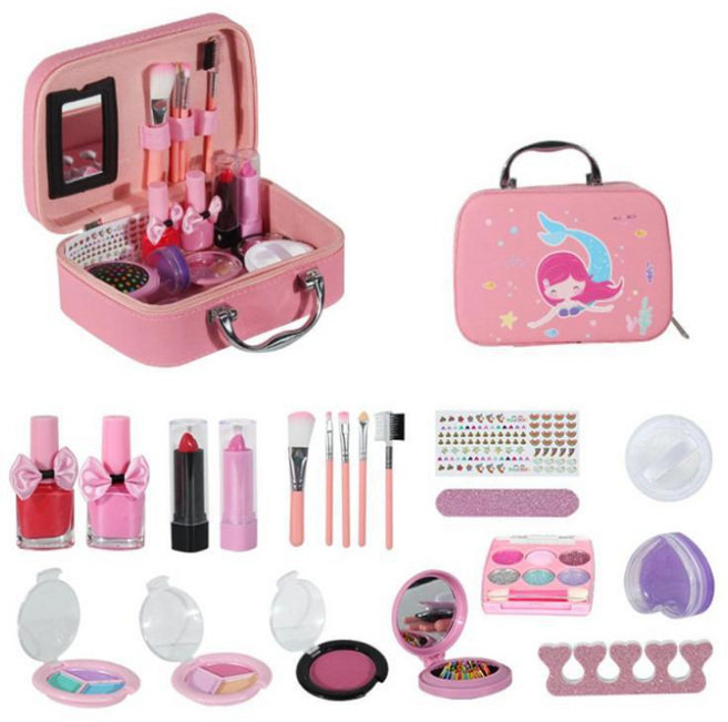 다렌 키즈뷰티 프로페셔널 장남감 메이크업 박스 화장품 화장놀이 세트, 슈트 1세트 인 어공주, 1개