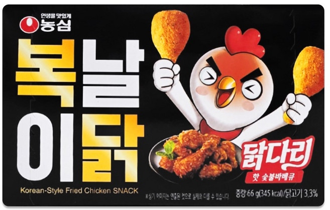[복날이닭]농심 닭다리 핫 숯불바베큐 66g 복날 치킨과자