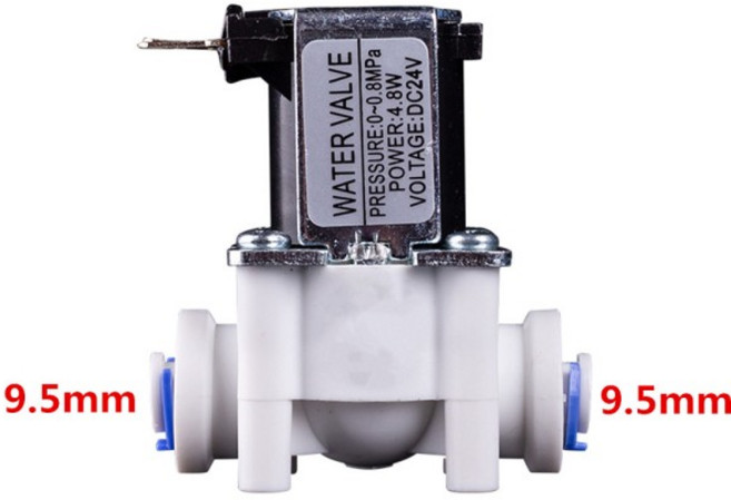 전기 플라스틱 솔레노이드 밸브 12V NO/NC 1/4 인치3/8인치 호스 파이프 빠른 연결 RO 물 역삼 투 시스템, 9.5mm OD, Normally Open, 24V
