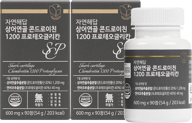 자연해답 상어연골 콘드로이친 1200 프로테오글리칸, 2개, 90정