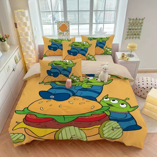 토이스토리 침구 세트 커버 슈퍼싱글 퀸 베개 이불 에일리언, 밴드형, V