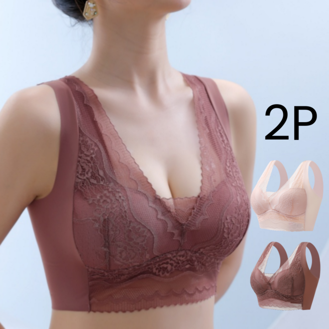 란몰 레이스 노와이어 심리스 빅사이즈 볼륨업 브라세트