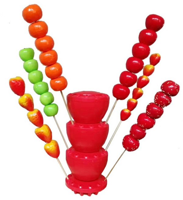 소형 탕후루 모형 디저트 사과 딸기 매장 업소 디스플레이 샘플 가게 소품 장식 장식품, 직경 26cm, 복숭아 - 직경 4.5cm 과일6개