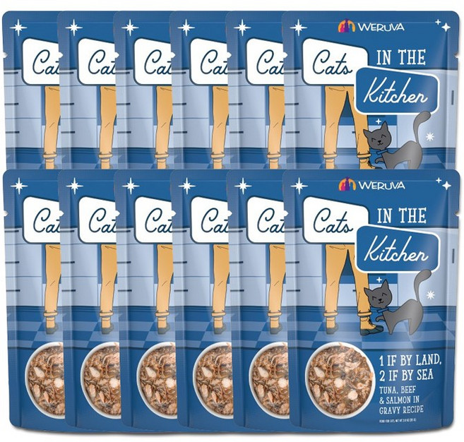 캣츠인더키친 원 이프 바이랜드 투 이프 바이 씨 주식파우치, 소+참치, 85g, 12개