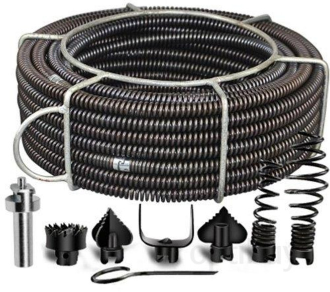 배관뚫는기계 스프링청소기 하수구 파이프 청소 5m 10m 15m 화장실 공구 관통기 배수구, C.액세서리 포함 15미터(섹션당 2.5미터)