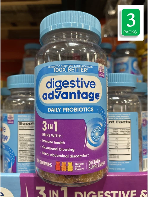 쉬프 [3개 SET] 다이제스티브 어드벤티지 프로바이오틱 유산균 120정 (구미) Schiff Digestive Advantage Probiotic 120 Gummies, 3개 - 쿠팡