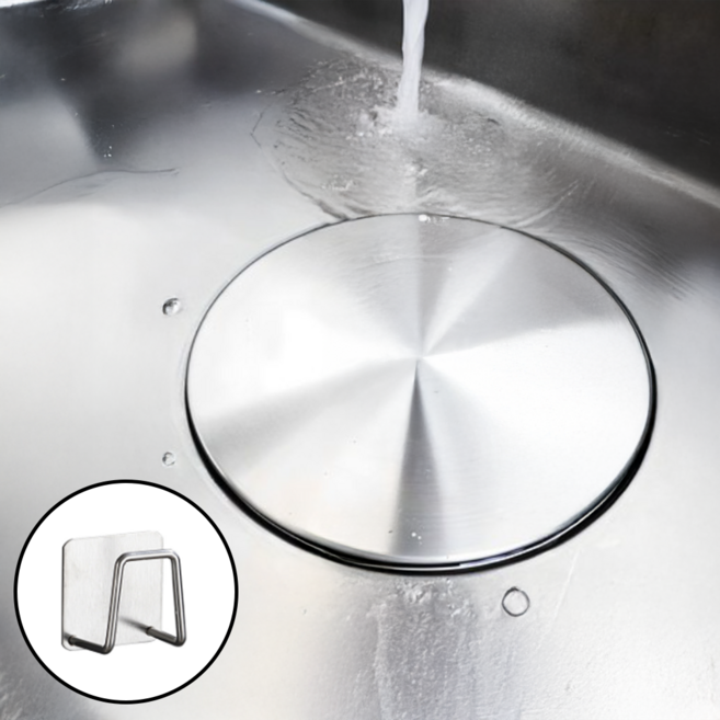 라포로 싱크대 배수구 커버 덮개 + 거치대, 1세트, 스텐