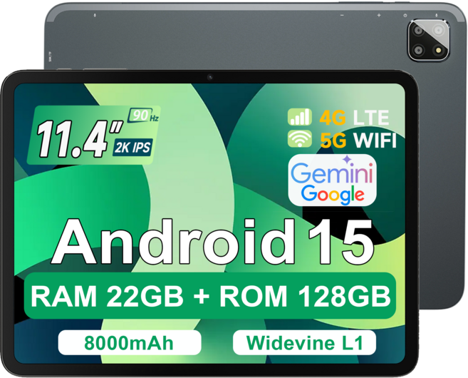 BMAX 2026 LTE 태블릿 11.4인치 IPS 90Hz 4G 8000mAh 안드로이드 15 인강용 태블릿 -I12 Power, Space Grey, 128GB, Wi-Fi+Cellular