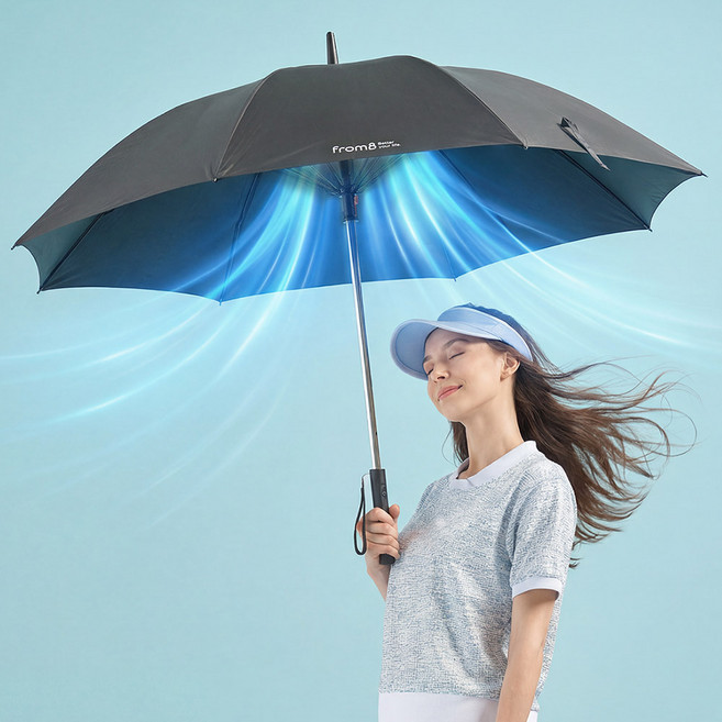 프롬비 이글루 UV차단 선풍기우산 27인치 골프형 FE246, 블랙, 1개