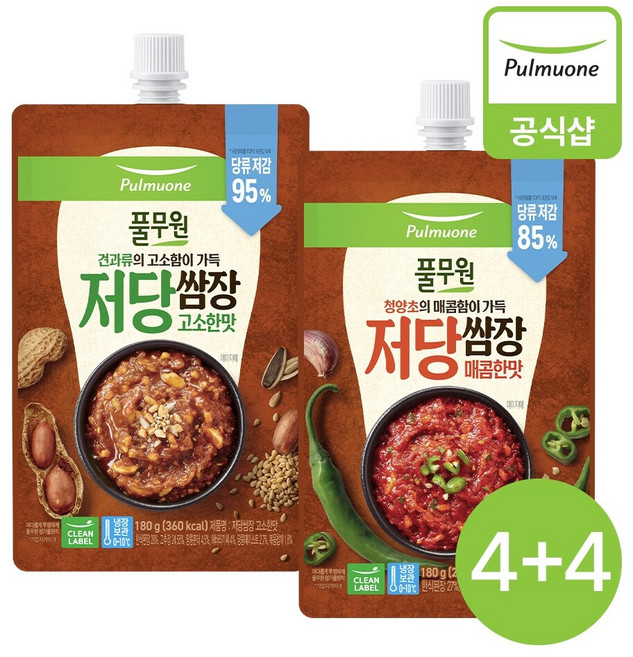 풀무원 저당쌈장 고소한맛 180gX4개 + 매콤한맛 180gX4개, 1개, 1.44kg