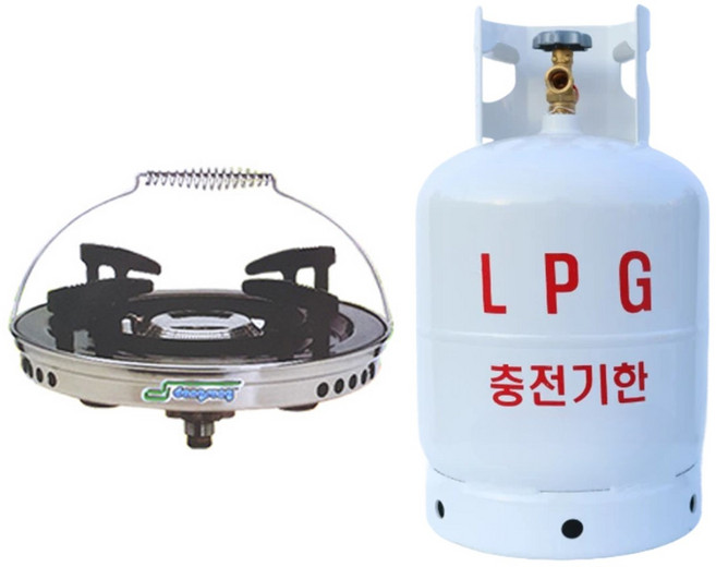 동성 해바라기 스텔라 그리들 가스 버너 윈테크 3kg 10kg lpg 가스통 이소가스, 해바라기버너 + 10kg가스통 세트(호스별매), 1개, 해바라기버너 + 10kg가스통 세트(호스별매)