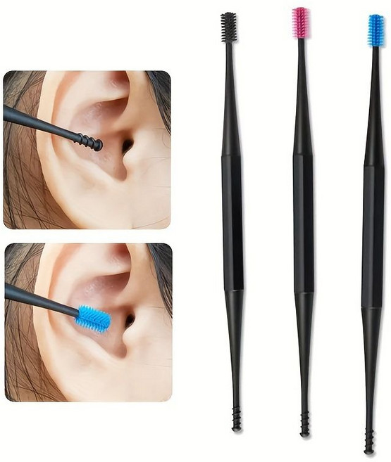 셀루앙드 간편하고 안전한 더블헤드 실리콘 귀이개 귀청소기, 3개, 1세트