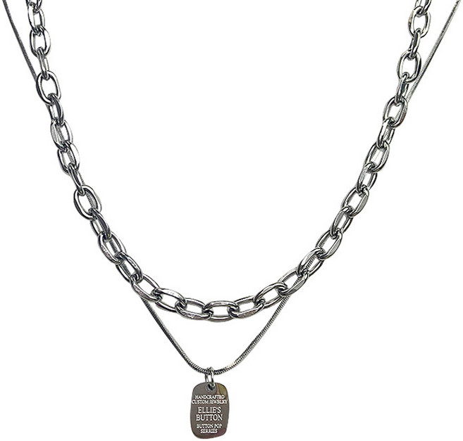 여자 스털링 써지컬스틸 더블 레이어드 은목걸이