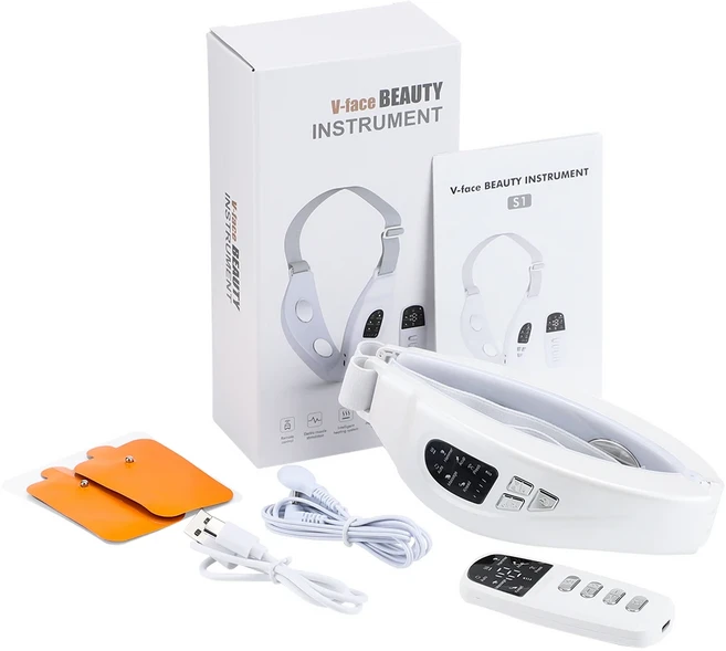 전기 얼굴 슬리밍 기기 이중턱 V라인 리프팅 벨트 온열 압박 펄스 마사지기, 02 Type A-18 Levels