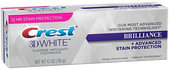 크레스트 3D 화이트 브릴리언스 + 얼룩 방지 활기찬 페퍼민트 4.1온스, 116g - 쿠팡