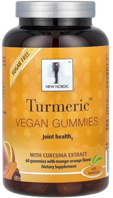 뉴노르딕 강황 조인트 건강 망고 오렌지 맛 비건 구미, 1개, 60정 - 쿠팡
