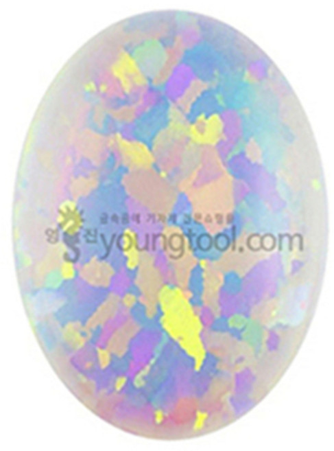 오팔 캐보션스톤 Simulated 타원 12x10mm 뒤가 평평한, 단품, 1개