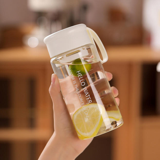 簡約透明茶隔塑膠水杯, 白色600ml, 1套, 600L