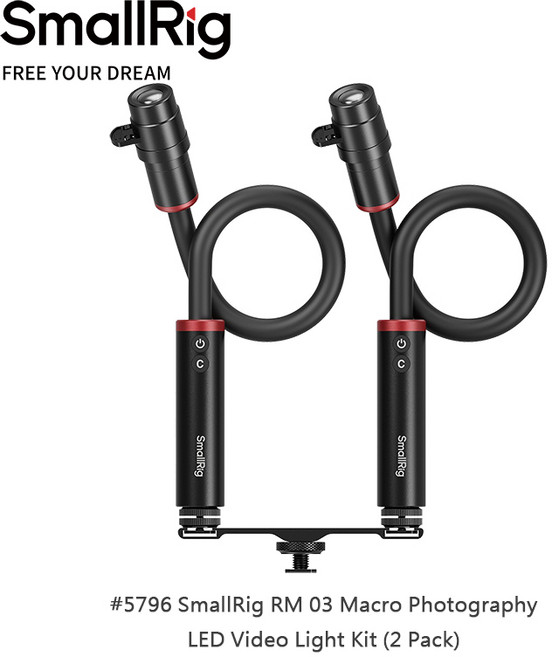 SmallRig RM 03 微距攝影 LED 攝影燈 套裝 (2件組) #5796, 1套, SmallRig 5796 RM03 微距攝影 LED 補光燈 套裝 (雙燈裝)