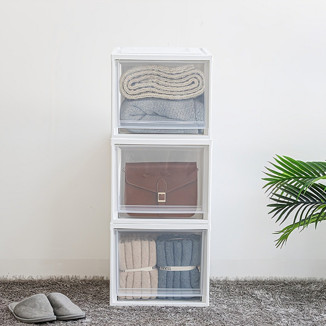 아이리스 시스템 수납함 슬라이딩 서랍장 BC-450D, 클리어, 3개