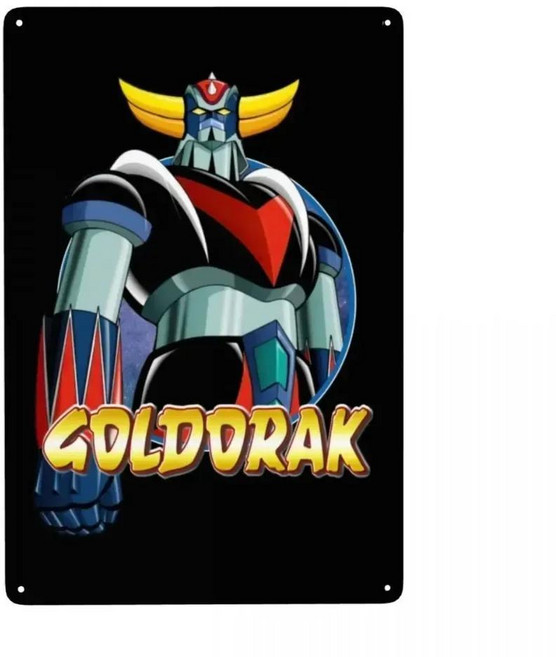 빈티지 골도락 그렌다이저 금속 주석 사인 애니메이션 로봇 골드레이크 벽 아트 장식 펍 카페 마당용 직사각형 플라크, 14, 8x4inch20x14cm, 1개