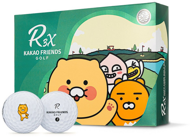 [카카오프렌즈 골프] 골프공 R3X 핸즈업 프렌즈 에디션(12알), 화이트, 1개, 12개입