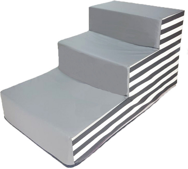 8DECO 강아지계단 애견계단 펫스텝 모음 1단2단3단4단 (커버+솜포함) ce4, 그레이 스트라이프 방수, 1개