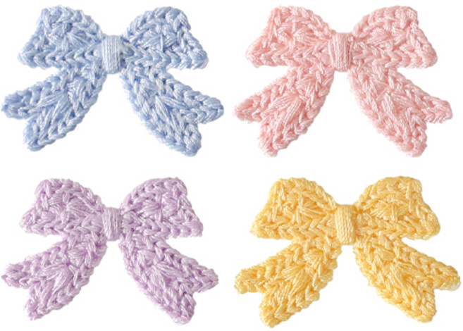 뜨개 리본 와펜(6개) [3426], 핑크, 1개