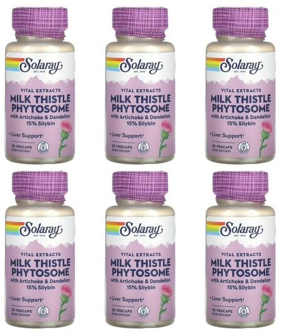 솔라레이 바이탈 추출물 밀크씨슬 피토솜, 6개, 30정 - 쿠팡