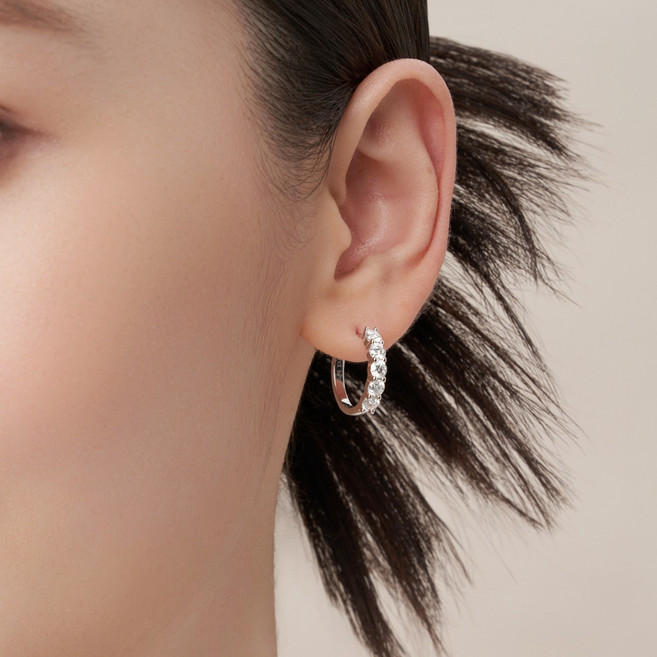 KRKC 모이사나이트 귀걸이 링 원터치 이어링 S925 여성 다이아 귀걸이