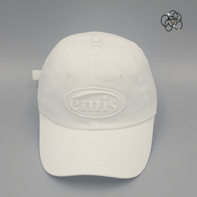 [국내매장판] EMIS 이미스 모자 톤 온 톤 와펜 볼 캡 화이트 + 머리끈