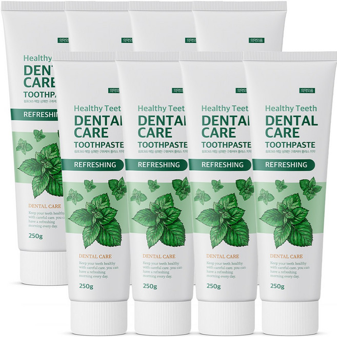 쉼표365 상쾌한 무불소 구취케어 치약, 250g, 8개