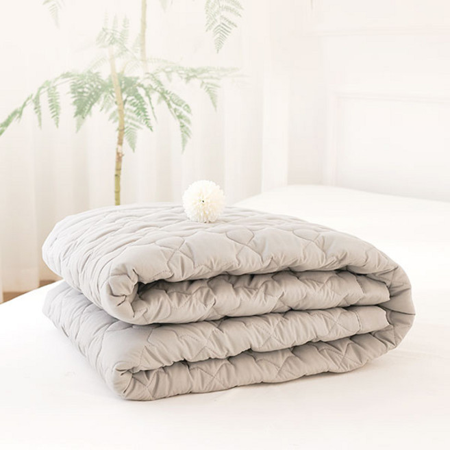 올포베딩 사계절 고정밴드 침대패드 이불 패드, 리프 침대패드 그레이 SS