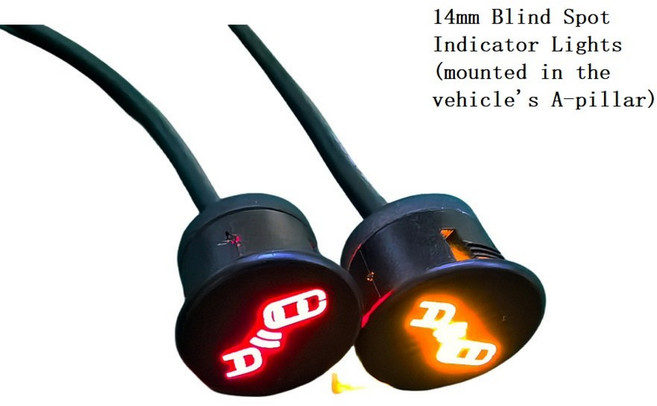 경고등 2개 감지 자동차 전자 센서 표시기 사각지대 시스템 모니터링 주차, 14mm lights