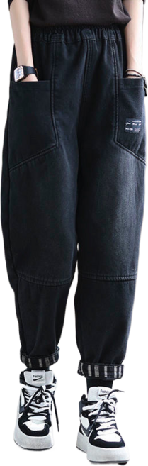 용태원 빈티지 데님 배기 팬츠 여성 캐주얼 청바지 Y091309