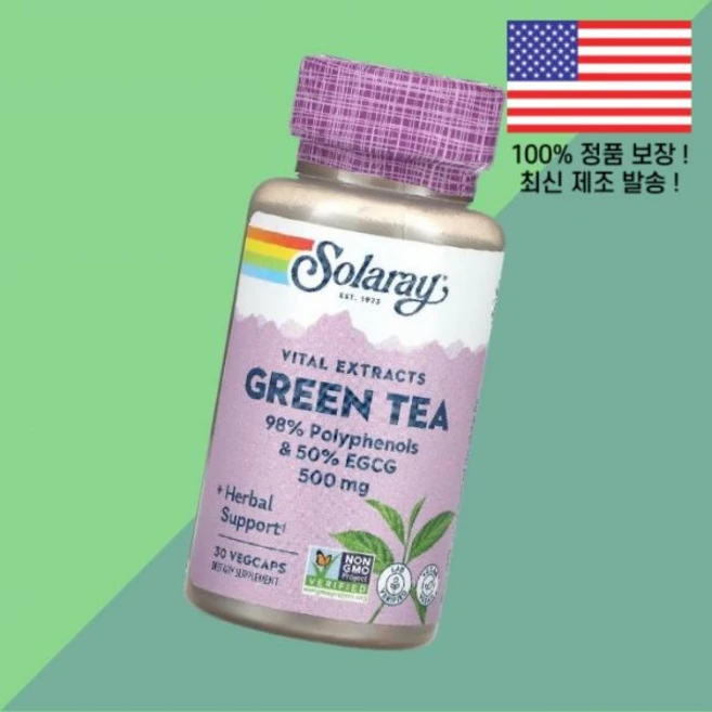 솔라레이 바이탈 추출물 녹차 그린티 500mg 식물성 베지캡슐 30정 Solaray Vital Extracts Green Tea 30 VegCaps, 1개 - 쿠팡