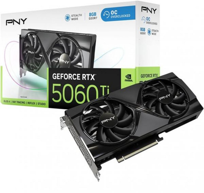 PNY NVIDIA GeForce RTX™ 5060 Ti 에픽-X™ ARGB OC 트리플 팬 그래픽 카드8GB GDDR7 128비트 부스트 속도 2692MHz SFF-Ready, 8GB