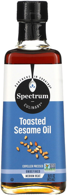Spectrum Culinary 볶은 참기름 비정제된 16 액량 온스(473 ml) 1팩, 1개, 473ml