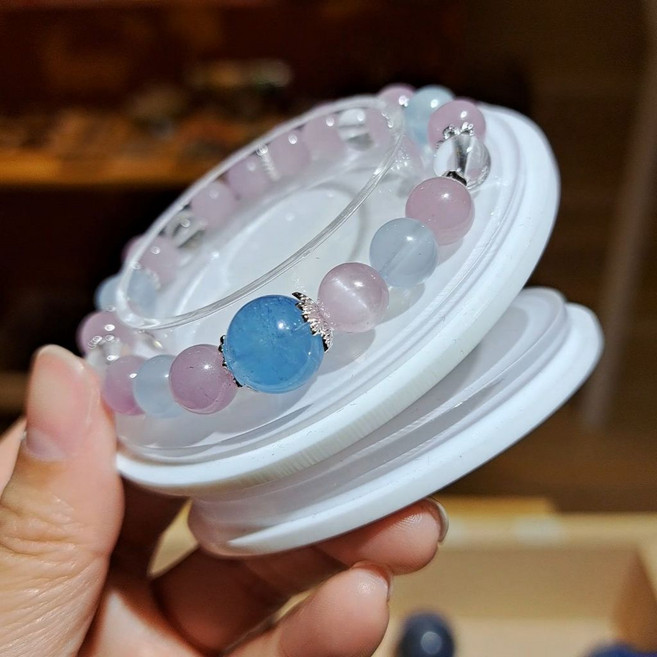 泰福晶品選物 海藍寶白水晶紫鋰輝設計款手鍊, 1個